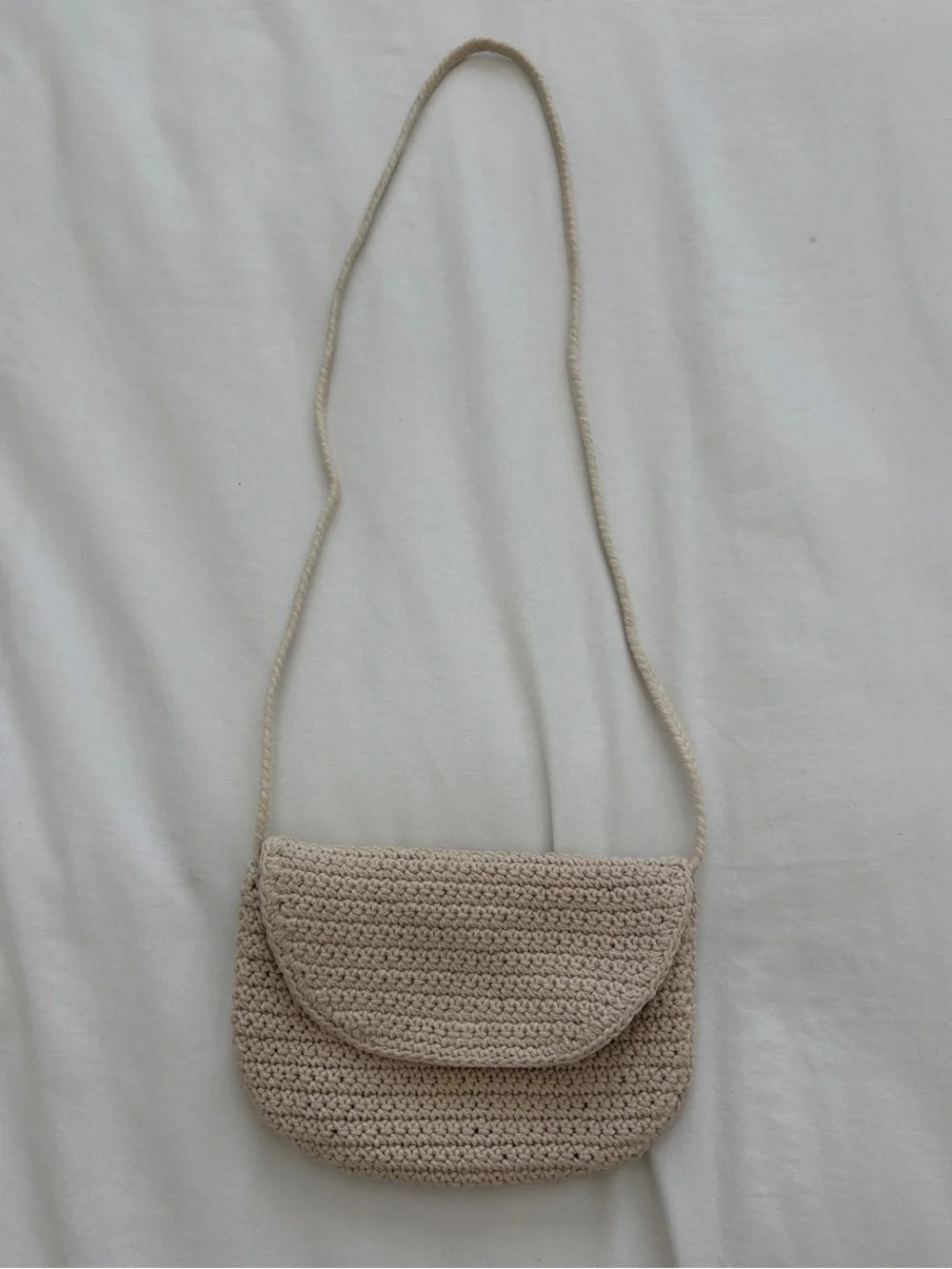 Abercrombie Kids Cream Crochet Crossbody Bag